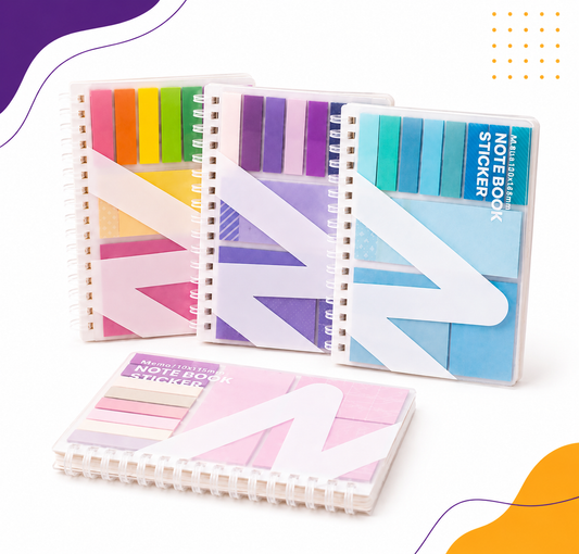 A6 notebook with sticky notes