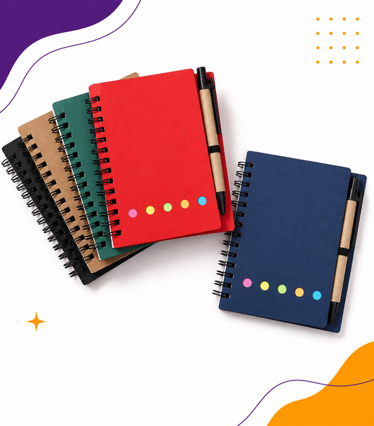 Mini notebook with pen + sticky notes